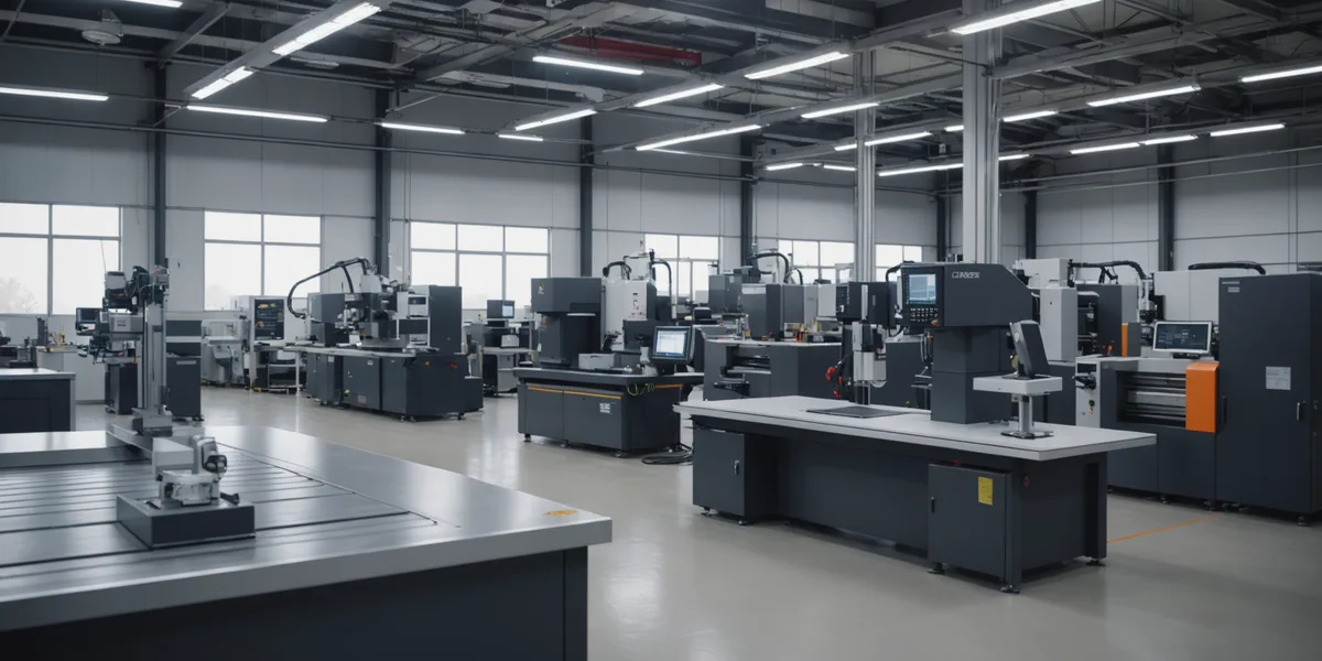Precision machining facility floor with CNC equipment